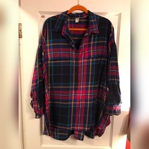 Bright color flannel plaid tunic
